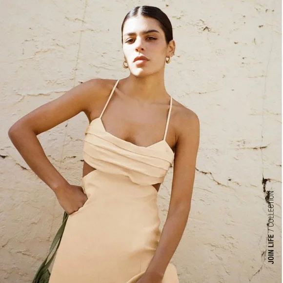 Cut out linen blend dress - Picture 3 of 7